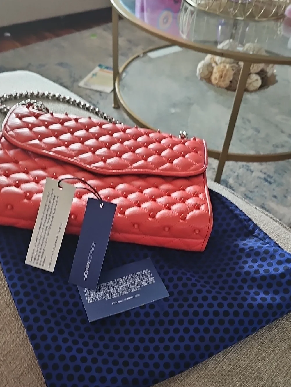 Rebecca Minkoff Coral Quilted Leather Shoulder Bag with Chain Strap